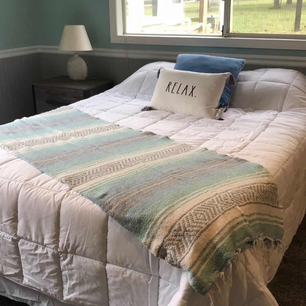 Light Blue, Mint Baja Beach/Festival/Yoga Blanket - Picture 4 of 8